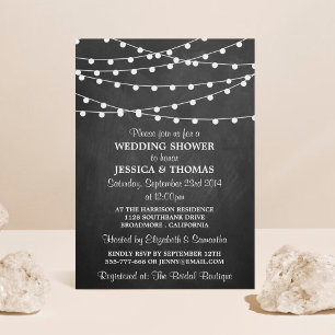 Convites Luzes de string modernas no Chá de casamento do q