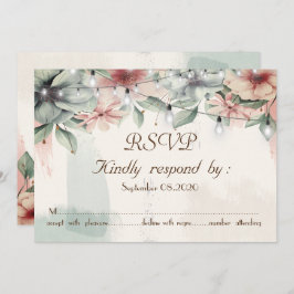 Convites Luzes de String,Traço de Pincel,RSVP Floral