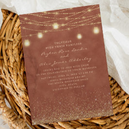 Convites Luzes de Terracota Dourado Casamento Brilho