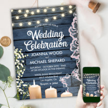 Luzes de Velas e Casamento de Localidade da Rústic