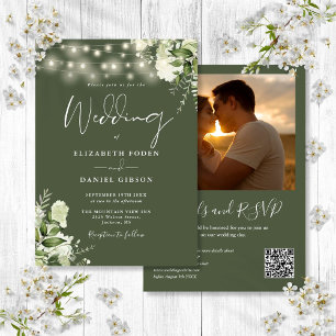 Convites Luzes de Verdejamento Código QR Foto Casamento Ver