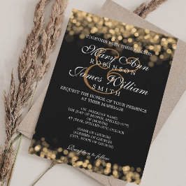 Convites Luzes Douradas de Casamento Elegante