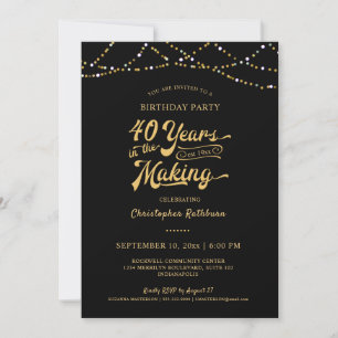 Convites Luzes Douradas de cordas aniversário de 40 anos pr