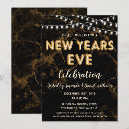 Convites Luzes Douradas do Balão Negro do Partido da vésper