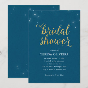 Convites Luzes Douradas do Chá de panela de aparência simpl