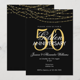 Convites Luzes Douradas Glamourosas 50º Aniversário de Casa
