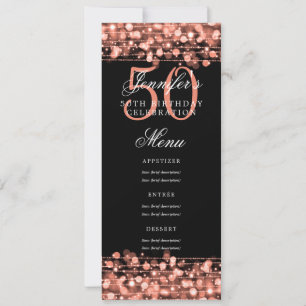Convites Luzes Douradas no menu de Festa de aniversário 50ª