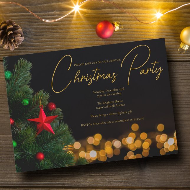 Convites Luzes Douradas Piscando Festa de Natal Moderna (Criador carregado)