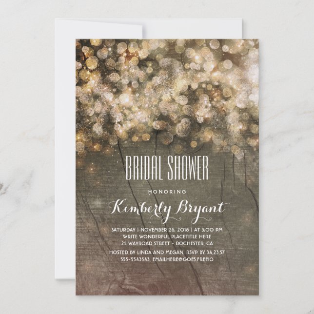 Convites Luzes Douradas Russas De Brilho Chá de panela De M (Frente)