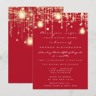 Convites Luzes Douradas Rústicas Vinho Vermelho Casamento