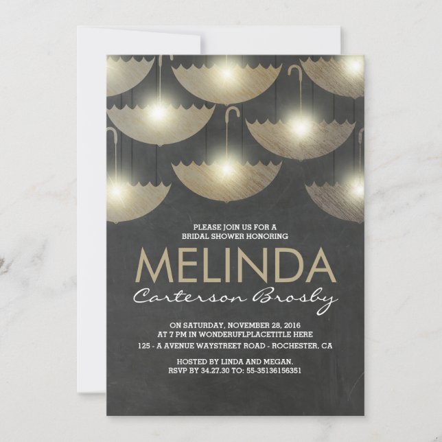 Convites Luzes e Chá de panela de quadro chalkboard (Frente)