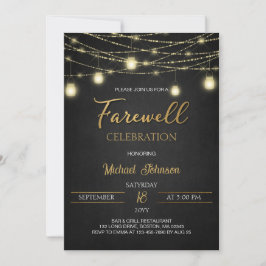 Convites Luzes e Dourada Farewell de Script Elegante