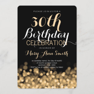 Convites Luzes elegantes do ouro do partido de aniversário