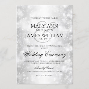 Convites Luzes elegantes do Shimmer da prata do casamento