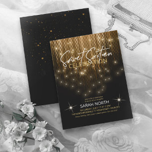 Convites Luzes em cascata Doce 16 Dourado ID790