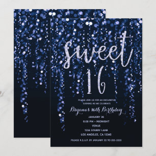 Convites Luzes Estrela Enfeitiçadas Azul Violeta Doce Festa