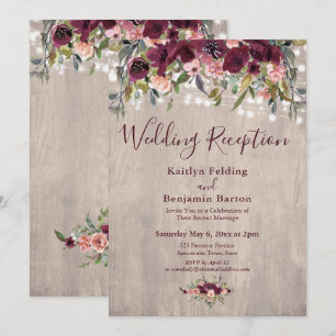 Convites Luzes Florais de Madeira Rústica Recepção de Casam