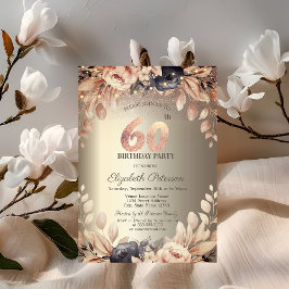Convites Luzes Florais Elegantes, 60º Aniversário