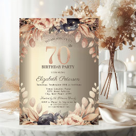 Convites Luzes Florais Elegantes com Cordão, 70º Aniversári
