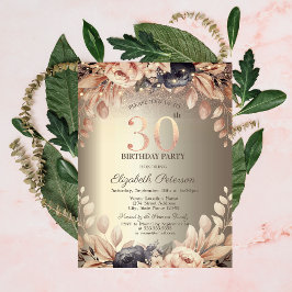 Convites Luzes Florais Elegantes com Cordão, Aniversário de