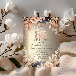 Convites Luzes Florais Elegantes de Corda, 85º Aniversário