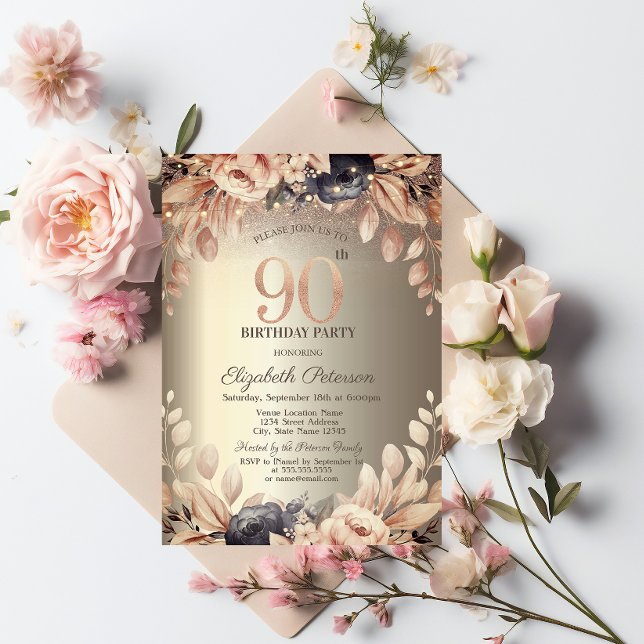 Convites Luzes Florais Elegantes de Corda para Aniversário  (Criador carregado)