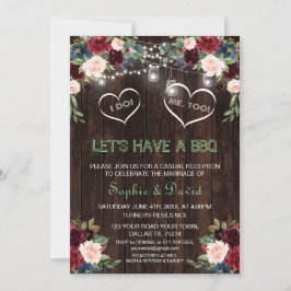 Convites Luzes Florais Rosa Borgonha Madeira EU FAÇO CHURRA