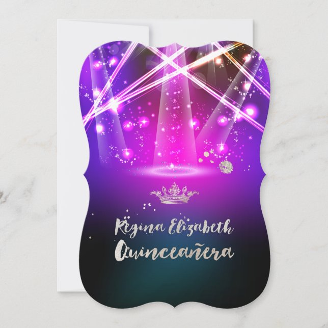 Convites Luzes laser PixDezines Quinceanera/Sweet 15 (Frente)
