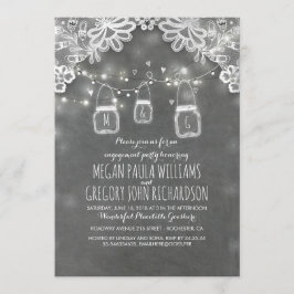 Convites Luzes Mason Jars Lace Festa de noivado russa
