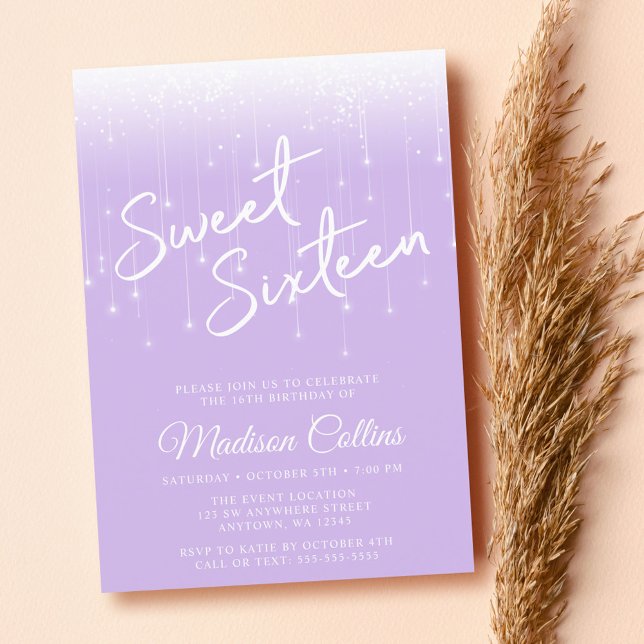 Convites Luzes modernas Lavanda e doce branco 16 (Criador carregado)