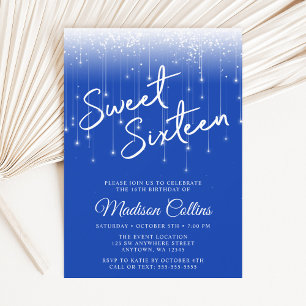 Convites Luzes Modernas Royal Blue Sweet 16