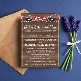 Convites Luzes Patrióticas Casamento de Banner em 4 de julh