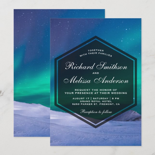 Convites Luzes polares da Aurora ártica do gelo que Wedding (Frente/Verso)