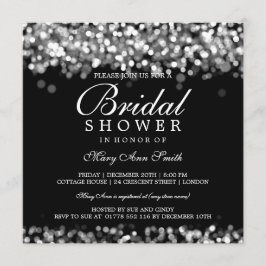 Convites Luzes prateadas do Chá de panela elegante