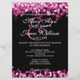 Convites Luzes rosa de casamento elegantes