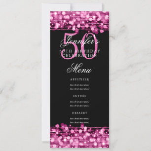 Convites Luzes rosa quentes do menu de Festa de aniversário