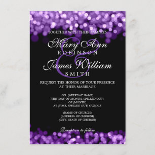 Convites Luzes Roxas de Casamento Elegante