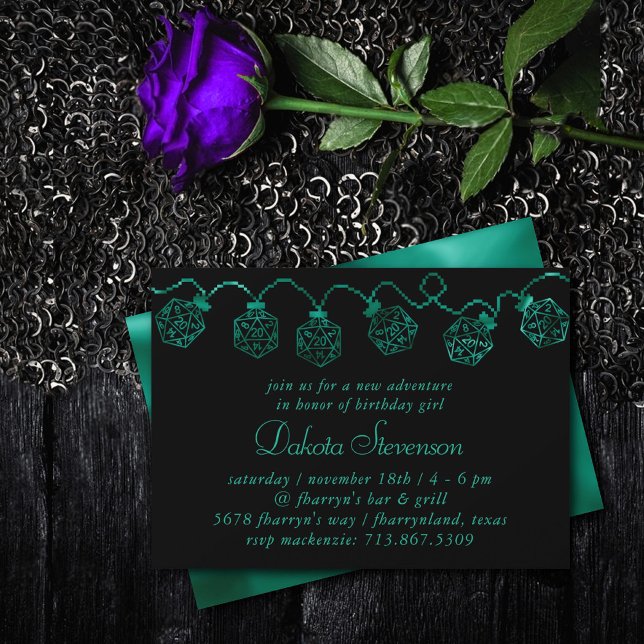 Convites Luzes RPG | Emerald Fantasy Tabletop Gamer Dice (Criador carregado)