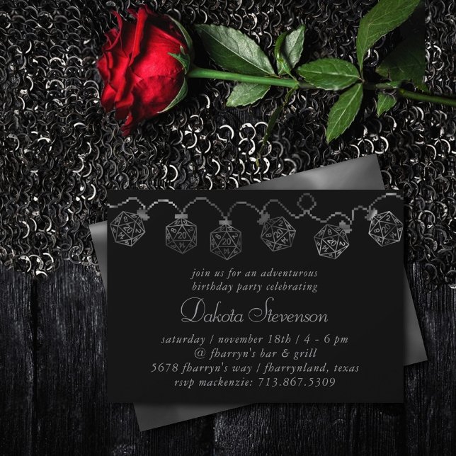 Convites Luzes RPG | Fantasy Retro Tabletop PnP Gamer Dice (Criador carregado)