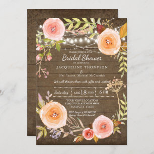 Convites Luzes russas no Chá de panela de madeira