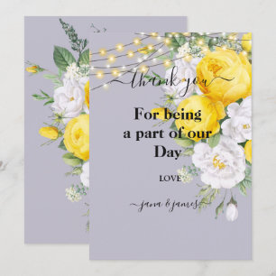 Convites Luzes russas Yellow Floral obrigado você convida