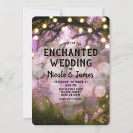Convites Luzes Rústicas de Primavera Casamento Encantado na