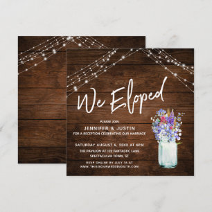 Convites Luzes Rústicas Nós Fugimos para Casar Flores Silve