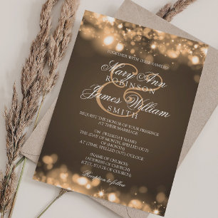 Convites Luzes Sparkling Wedding Dourados