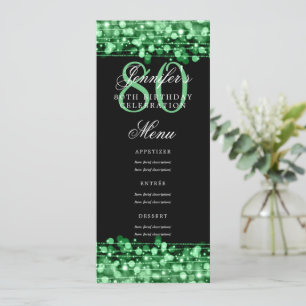 Convites Luzes verdes do menu de Festa de aniversário Elega