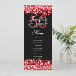Convites Luzes vermelhas do menu de Festa de aniversário 50