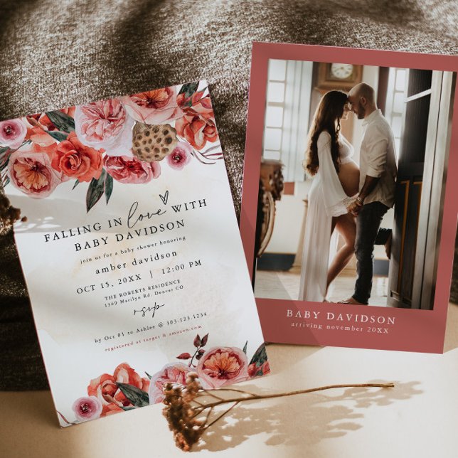 Convites LYRA Bohemian Fall Floral Chá de fraldas (Criador carregado)