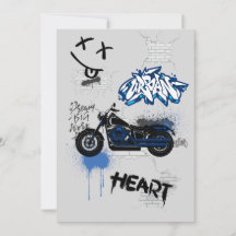 Mото de grafite preto e azul cinza