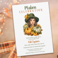 Mabon Harvest Fall Equinox Retro Pumpkin Witch
