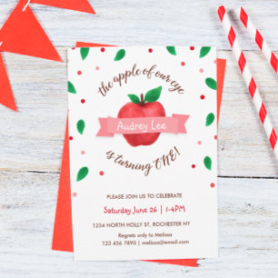 Convites Maçã de nossa primeira Festa de aniversário